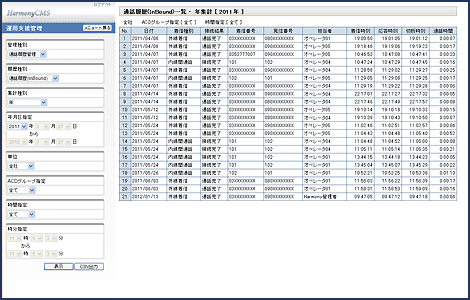 HarmonyCMS 通話履歴画面